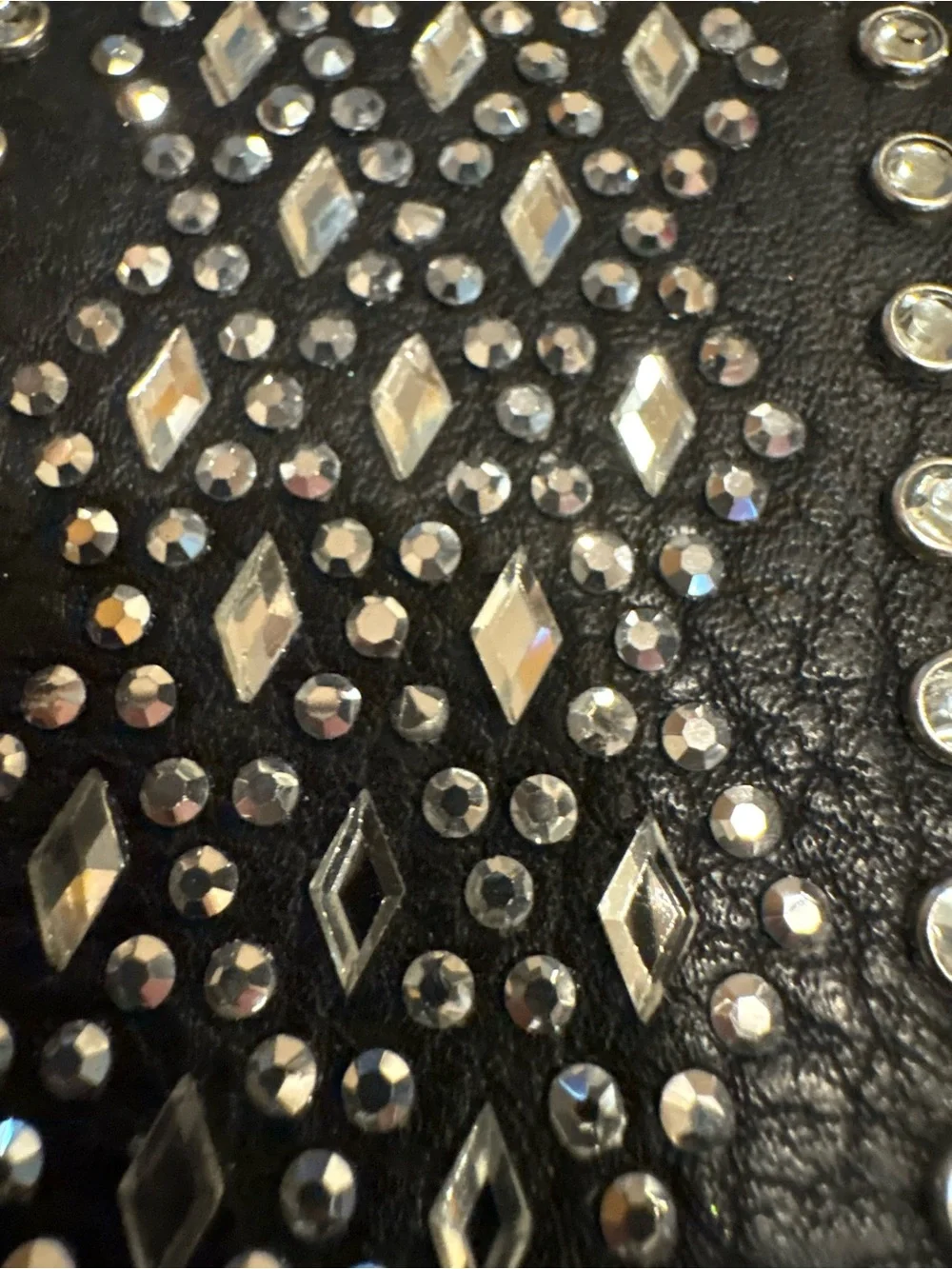 Black Rhinestone Studded Zip Around Wallet Western Boho Glam